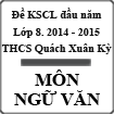 Đề thi khảo sát chất lượng đầu năm lớp 8 môn Ngữ văn năm 2014-2015 trường THCS Quách Xuân Kỳ, Quảng Bình