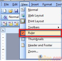 Hướng dẫn cách bật thanh thước kẻ trong Word 2003 Cách hiển thị thước kẻ trong word