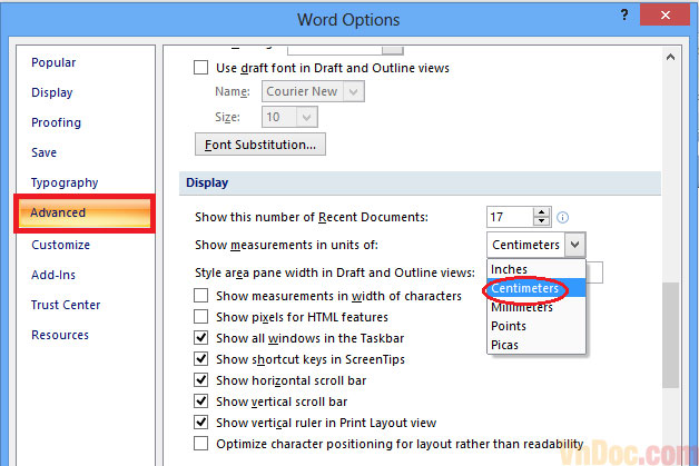Cách tùy chỉnh đơn vị đo trên thanh thước kẻ trong Word 2007 Hướng dẫn cách bật thanh thước kẻ trong word