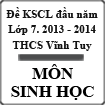 Đề thi khảo sát chất lượng đầu năm lớp 7 môn Sinh học năm 2013 - 2014 trường THCS Vĩnh Tuy, Hà Giang