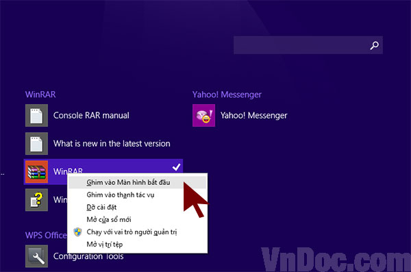 Ghim WinRaR vào màn hình bắt đầu Cách tạo mật khẩu trên winrar
