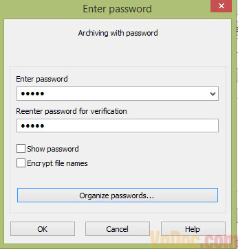 Nhập mật khẩu mà bạn muốn vào ô Enter password Cách tạo mật khẩu trên winrar