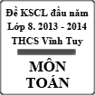 Đề thi khảo sát chất lượng đầu năm lớp 8 môn Toán năm 2013 - 2014 trường THCS Vĩnh Tuy, Hà Giang