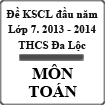 Đề thi khảo sát chất lượng đầu năm lớp 7 môn Toán năm 2013-2014 trường THCS Đa Lộc, Thanh Hóa
