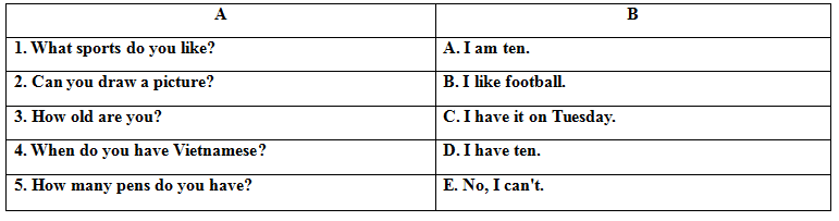 Đề kiểm tra tiếng Anh lớp 4 học kì 1