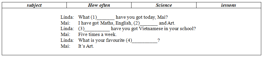 Đề kiểm tra tiếng Anh lớp 4 học kỳ 1 số 9