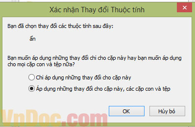 Chon thuộc tính mà bạn muốn đặt cho thư mục Cách ẩn và hiện file trong windows