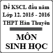 Đề khảo sát chất lượng đầu năm lớp 12 môn Sinh học năm 2015 - 2016 trường THPT Hàn Thuyên, Bắc Ninh