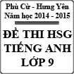 Đề thi học sinh giỏi môn tiếng Anh 9 huyện Phù Cừ, Hưng Yên năm học 2014 - 2015