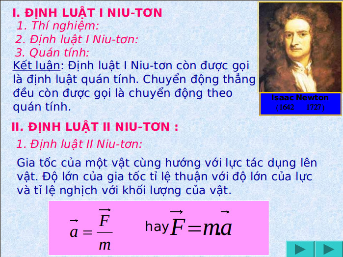 Định luật I Niu tơn Định luật I Niu tơn