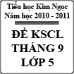Đề khảo sát chất lượng tháng 9 lớp 5 năm học 2010 - 2011 trường Tiểu học Kim Ngọc, Vĩnh Phúc