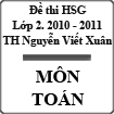 Đề thi học sinh giỏi môn Toán lớp 2 năm học 2010 - 2011 trường Tiểu học Nguyễn Viết Xuân