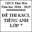 Đề thi khảo sát chất lượng giữa kỳ môn Tiếng Anh 7 THCS Thái Hòa năm học 2014 - 2015