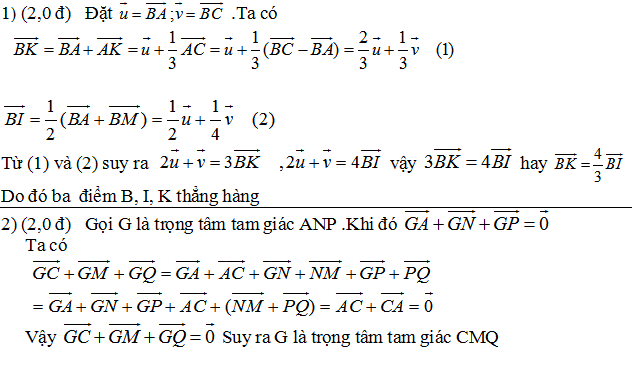 Đáp án môn toán lớp 10