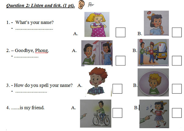 Đề kiểm tra giữa học kỳ 1 môn tiếng Anh lớp 3 có đáp án Đề thi tiếng Anh lớp 3 có đáp án