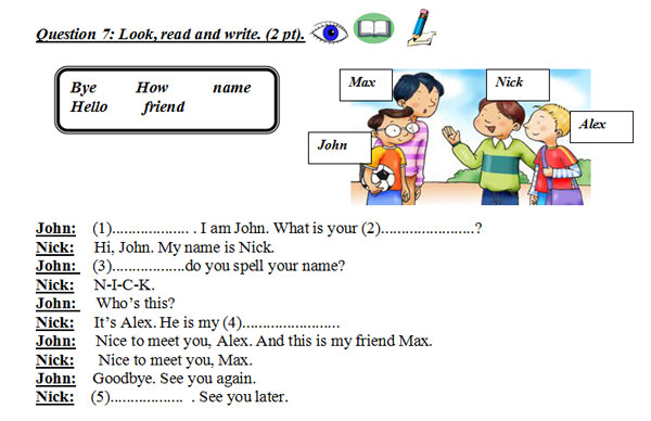 Đề kiểm tra giữa học kỳ 1 môn tiếng Anh lớp 3 có đáp án Đề thi tiếng Anh lớp 3 có đáp án
