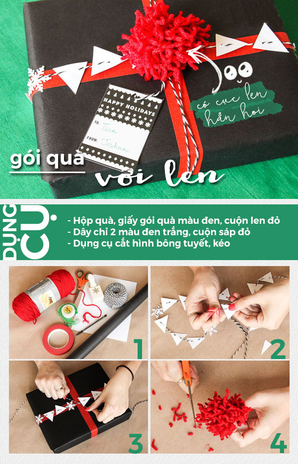 3 cách gói quà Giáng sinh đẹp bất ngờ