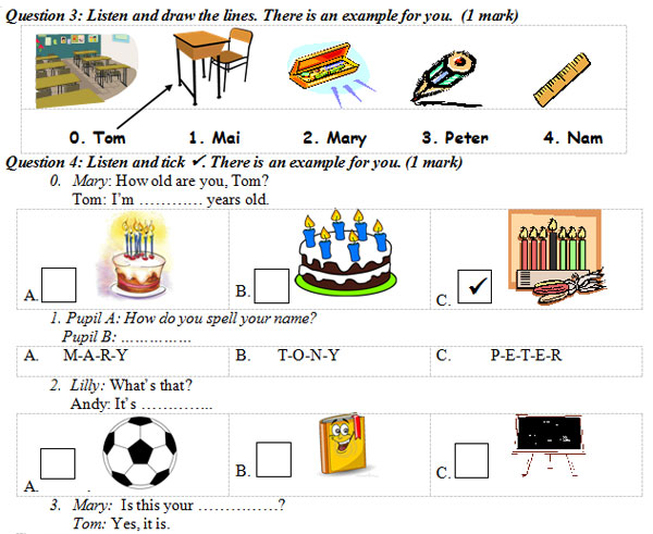 Đề kiểm tra học kỳ 1 môn tiếng Anh lớp 3 MỚI NHẤT có đáp án