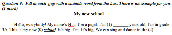 Đề kiểm tra học kỳ 1 môn tiếng Anh lớp 3 MỚI NHẤT có đáp án