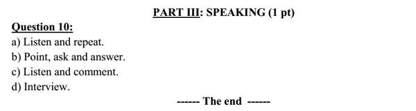 Đề thi học kỳ 1 môn tiếng Anh lớp 5