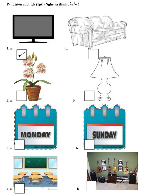 Đề thi học kỳ 1 môn tiếng Anh lớp 2 