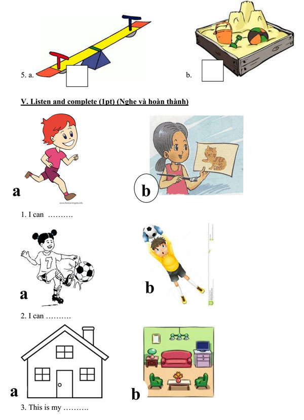 Đề thi học kỳ 1 môn tiếng Anh lớp 2 