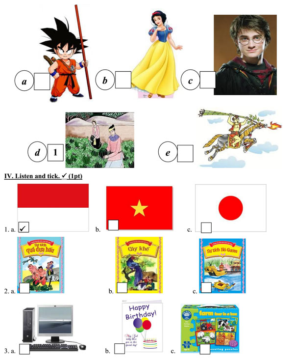 Đề thi học kỳ 1 môn tiếng Anh lớp 5 