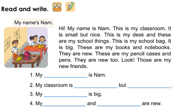 Đề thi học kỳ 1 môn tiếng Anh lớp 3