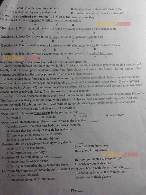 Đề thi học kỳ 1 môn tiếng Anh lớp 12 Đề thi cuối kì 1 môn tiếng Anh lớp 12