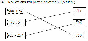 Đáp án đề thi hki 1 môn Toán lớp 3