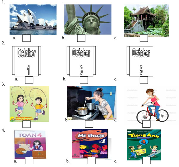 Đề thi học kỳ 1 môn tiếng Anh lớp 4 Đề kiểm tra học kỳ 1 môn tiếng Anh lớp 4