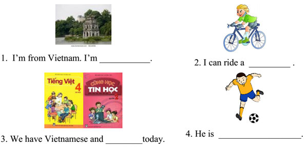 Đề kiểm tra học kỳ 1 môn tiếng Anh lớp 4 có đáp án   