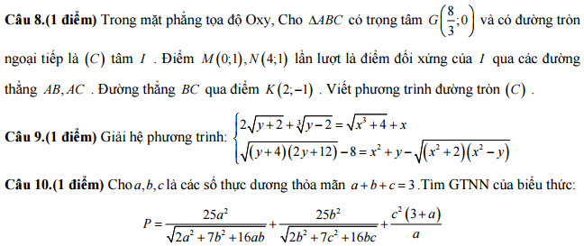 Đề thi thử THPT Quốc gia môn toán 2016