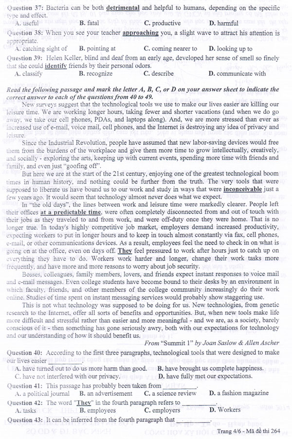 Đề thi thử Đại học môn Tiếng Anh năm 2016 có đáp án