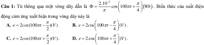 Đề thi thử Đại học môn Vật lý có đáp án