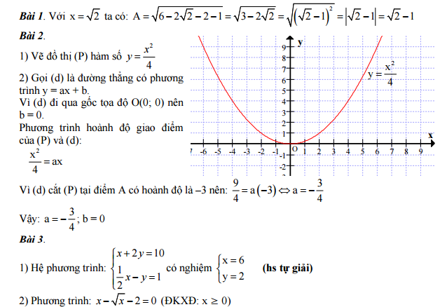 Đáp án đề thi tuyển sinh vào lớp 10