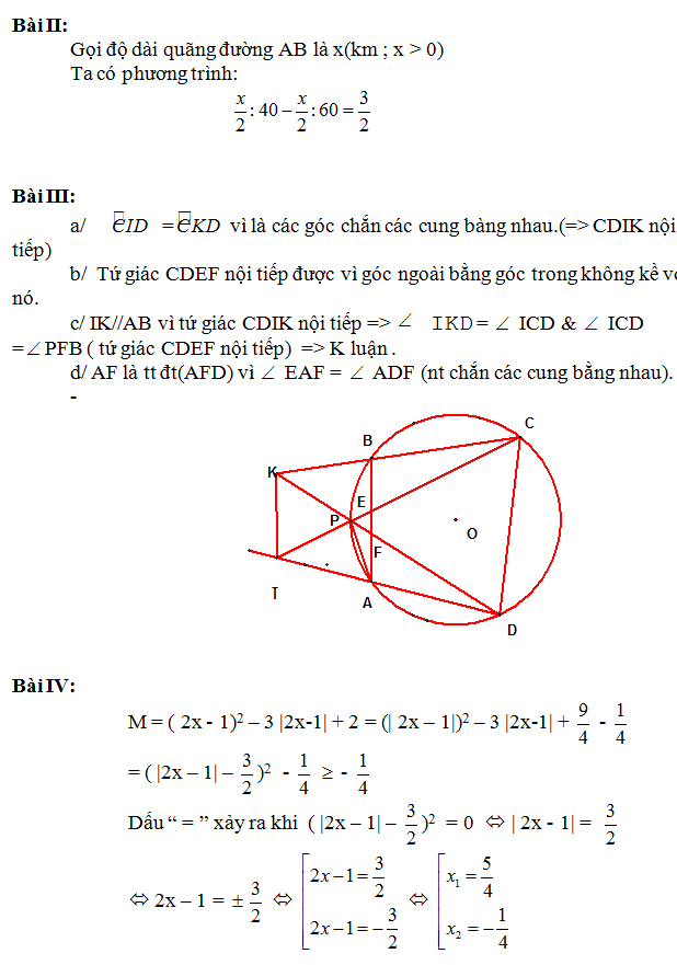 Đáp án đề thi thử vào lớp 10 môn Toán Đáp án đề thi thử vào lớp 10 môn Toán
