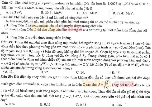 Đề thi thử THPT Quốc gia môn Vật lý năm 2016 Đề thi thử THPT Quốc gia môn Vật lý năm 2016
