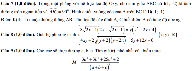 Đề thi thử THPT Quốc gia môn Toán có đáp án