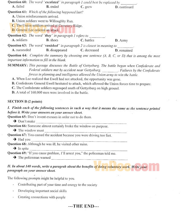 Đề thi thử Đại học năm 2016 môn Tiếng Anh     