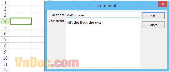 Cách thêm chú thích trong excel Thao tác cơ bản với các ô và vùng trên Excel