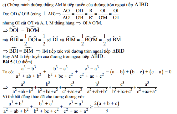Đáp án đề tuyển sinh vào lớp 10 môn Toán