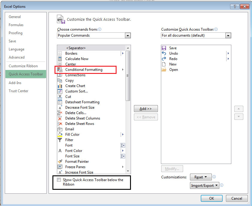 Tab quick access toolbar Tự học MS Excel 2013 bài 2: Tùy chỉnh trong Excel