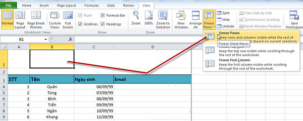 Cố định hàng cột trong Excel Hướng dẫn cố định hàng cột trong Excel