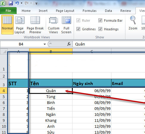 Hướng dẫn cách cố định cột, hàng trong excel Hướng dẫn cố định hàng cột trong Excel
