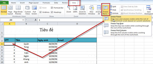 Cách cố định hàng cột trong Excel Hướng dẫn cố định hàng cột trong Excel