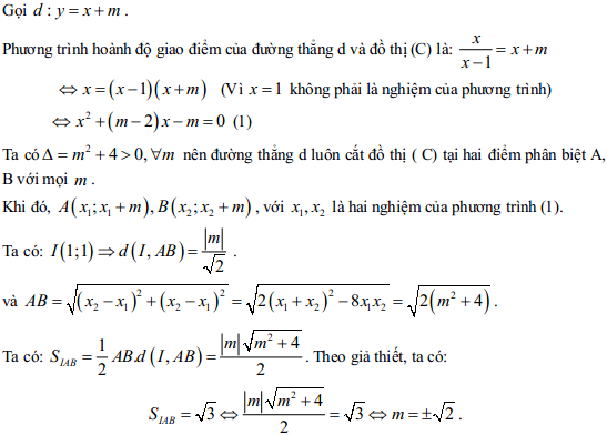 Đáp án đề thi thử THPT Quốc gia môn Toán