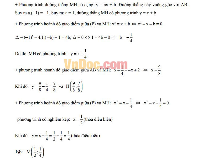 Đáp án đề thi vào lớp 10 môn Toán