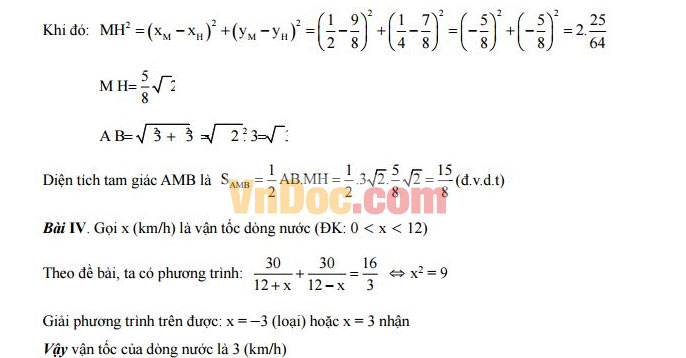 Đáp án đề thi vào lớp 10 môn Toán