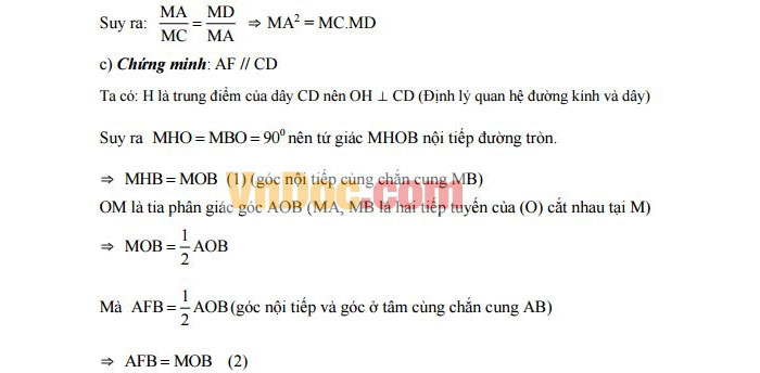 Đáp án đề thi vào lớp 10 môn Toán